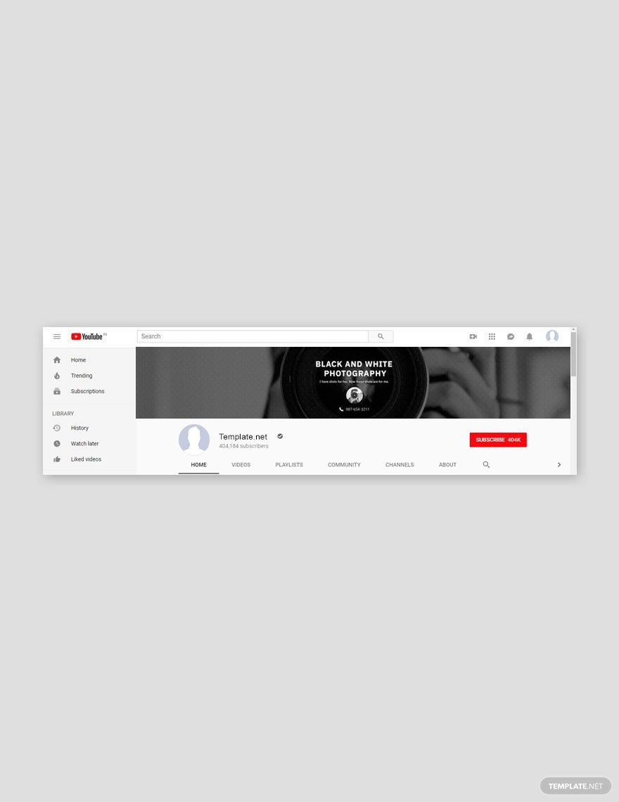Black and White YouTube Channel Template