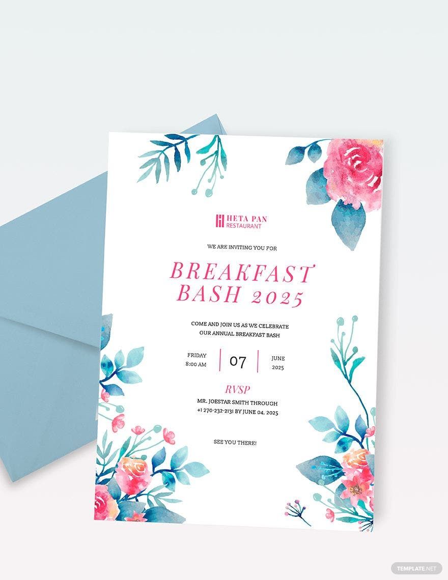 Floral Breakfast Party Invitation Template