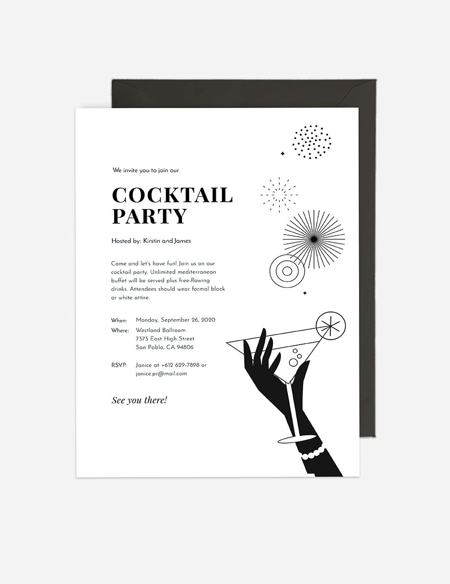 Black and White Party Invitation Template