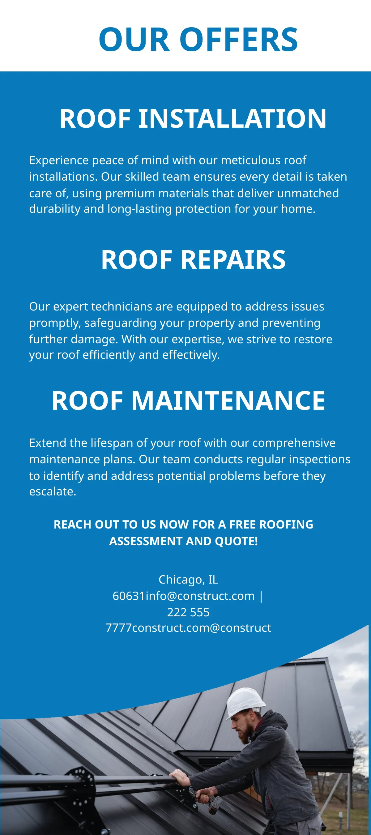 Free Roofing Company Rack Card Template to Edit Online
