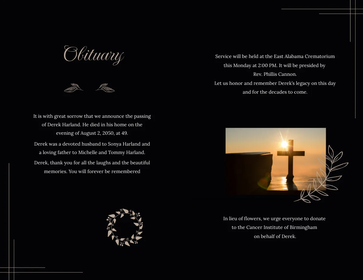 Free Father Cremation Obituary Template to Edit Online Free Father Cremation Obituary Template to Edit Online