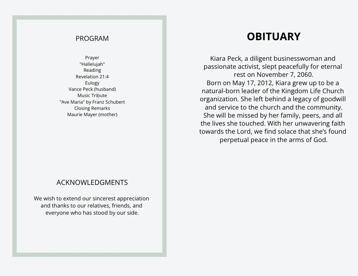 Free Printable Religious Obituary Template to Edit Online Free Printable Religious Obituary Template to Edit Online