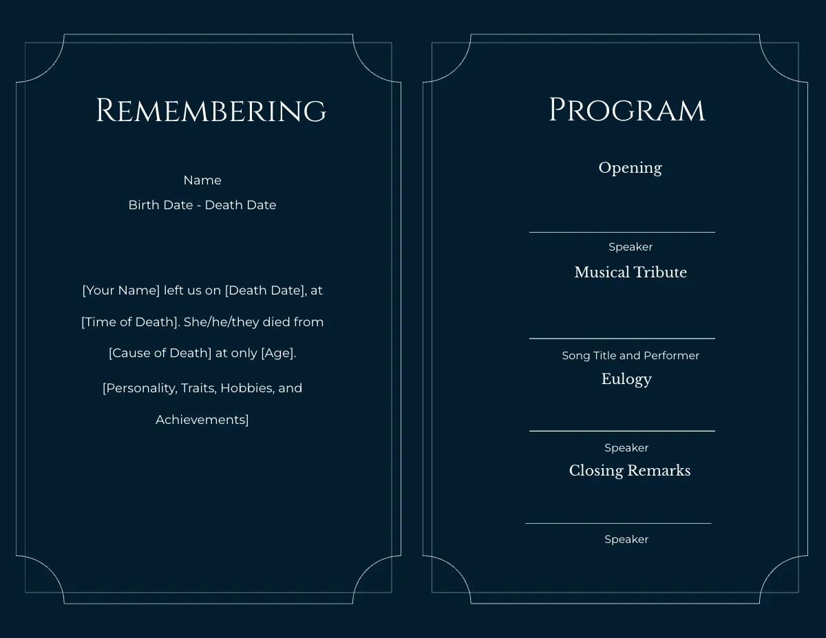 Free Blank Funeral Obituary with Logo Template to Edit Online