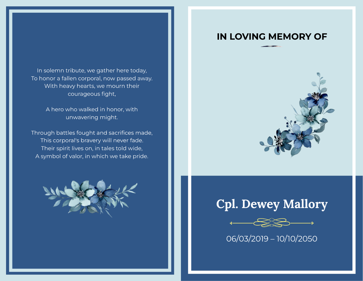 Military Obituary Service Outline