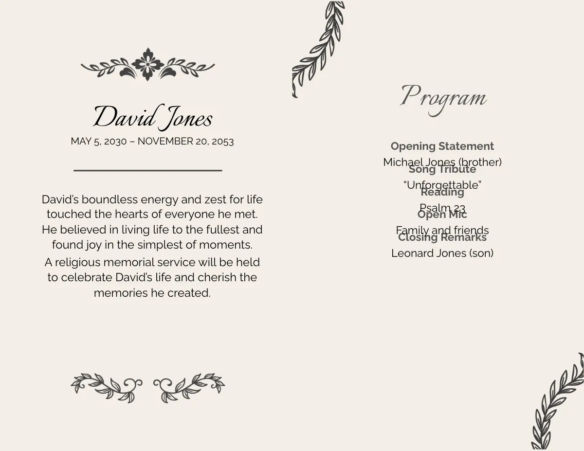 Free Religious Memorial Funeral Program Template to Edit Online Free Religious Memorial Funeral Program Template to Edit Online