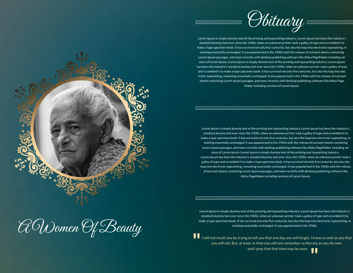 Free Obituary Funeral Booklet Template to Edit Online