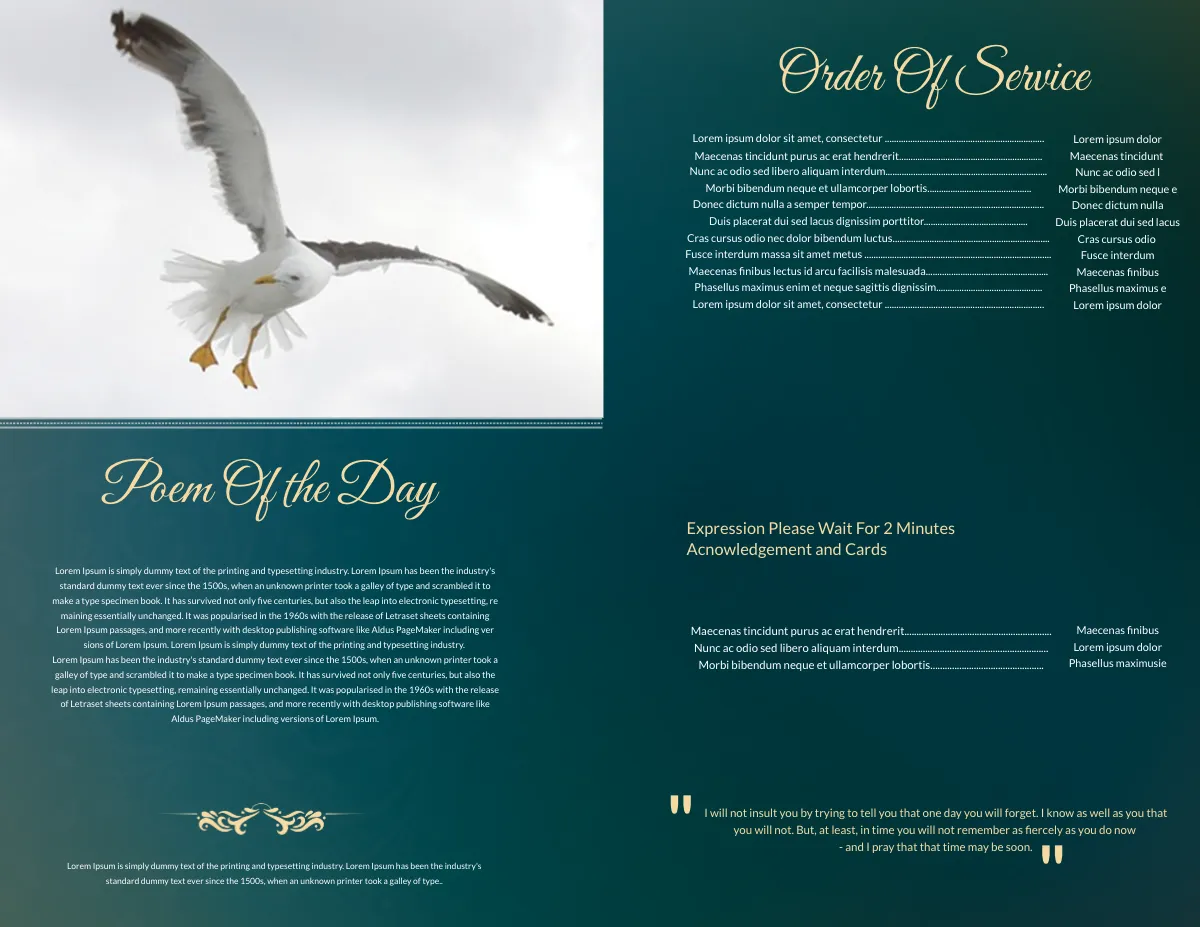 Free Obituary Funeral Booklet Template to Edit Online