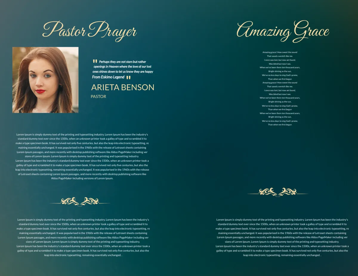 Free Obituary Funeral Booklet Template to Edit Online