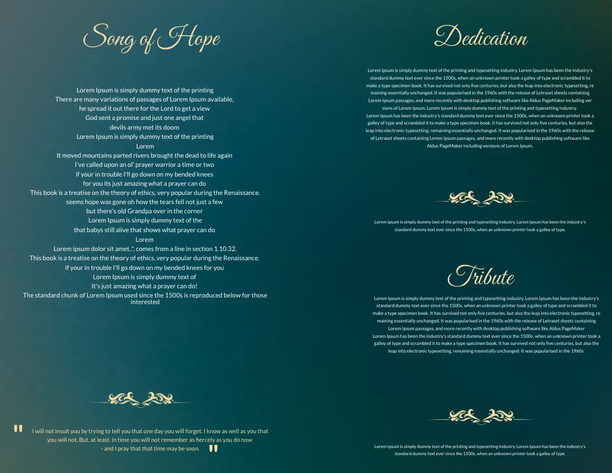 Free Obituary Funeral Booklet Template to Edit Online