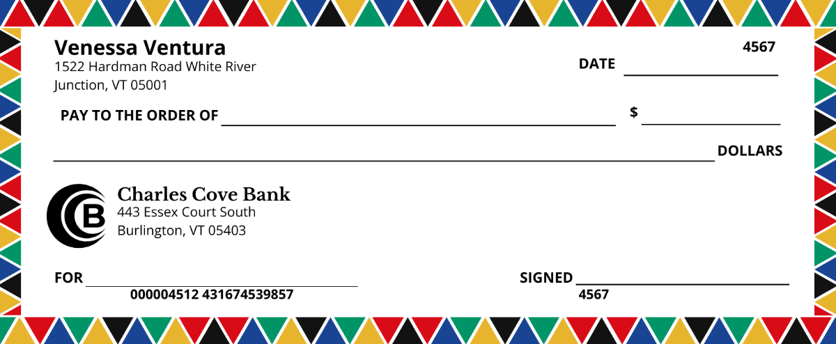 Blank South Africa Cheque Printing