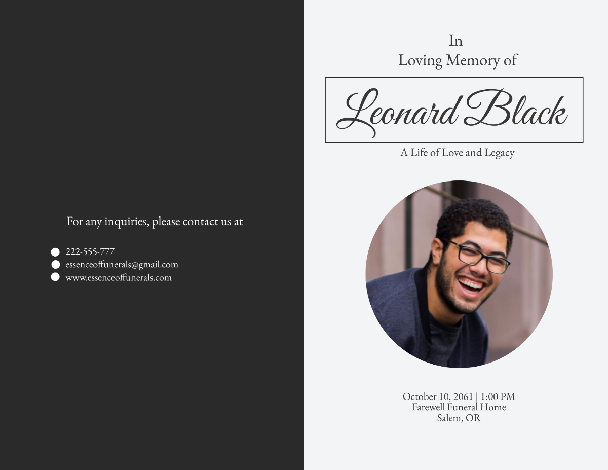 The Essence of Love PSD Funeral Program Template - Edit Online & Download