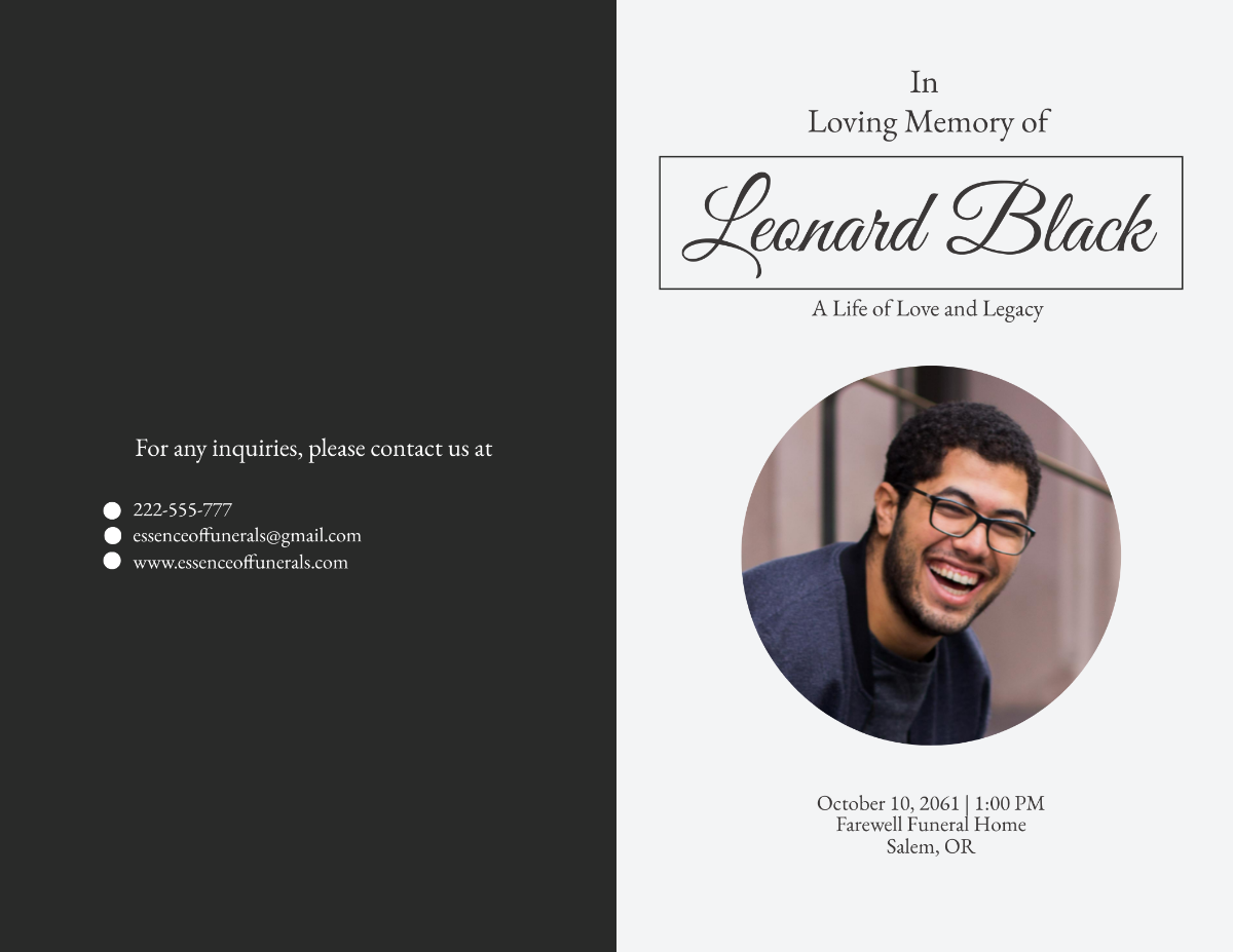 The Essence of Love PSD Funeral Program Template