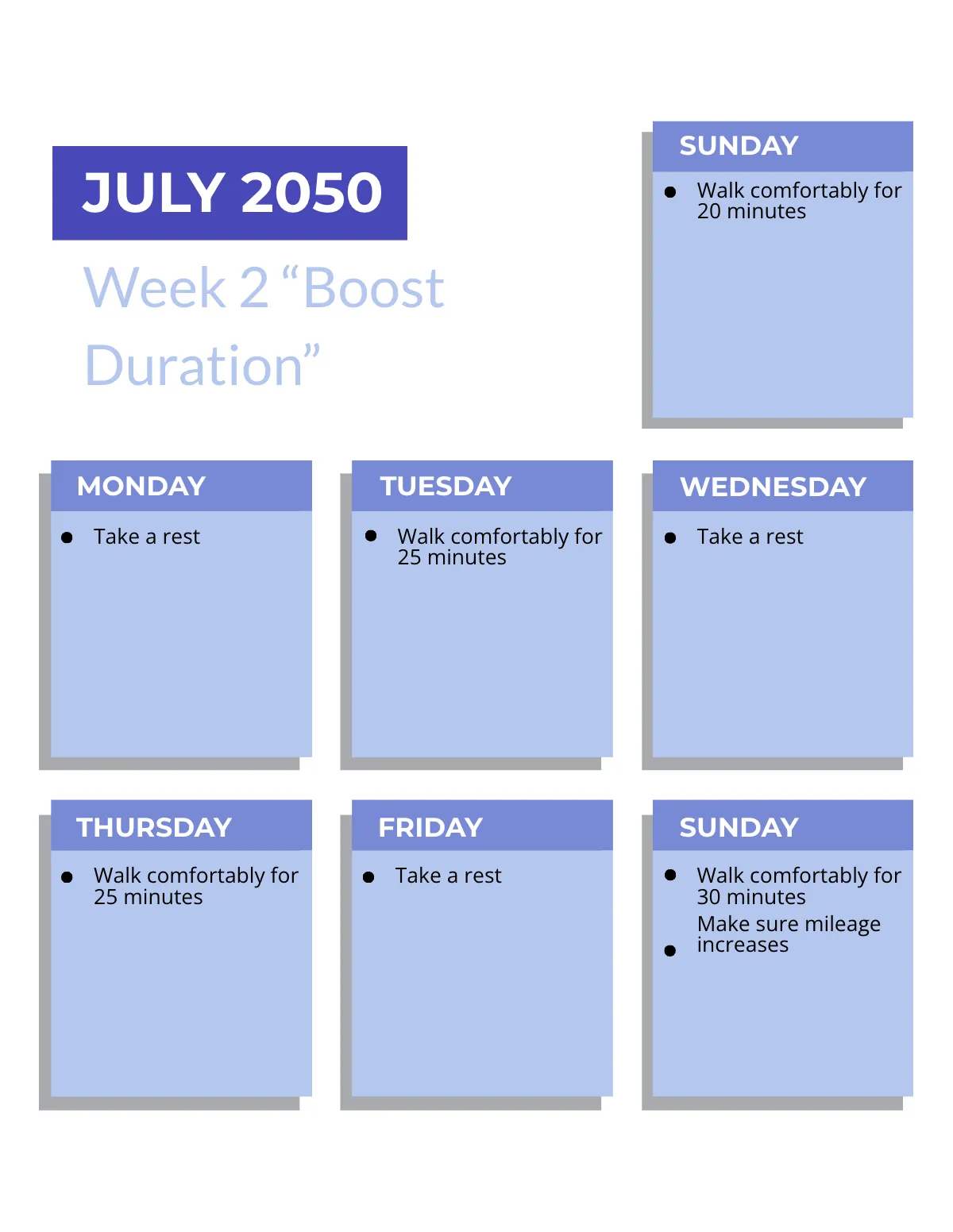 Free 12-Weekly Beginning Walker Training Calendar Template to Edit Online