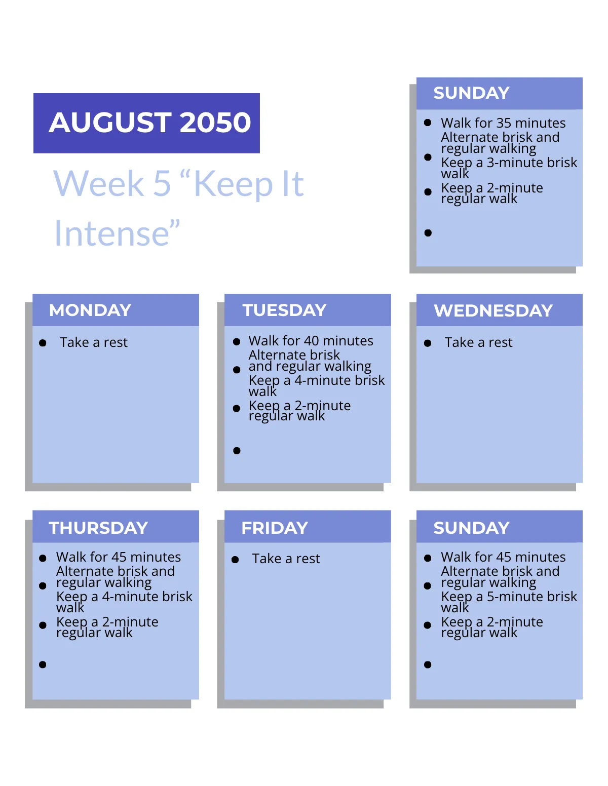 Free 12-Weekly Beginning Walker Training Calendar Template to Edit Online