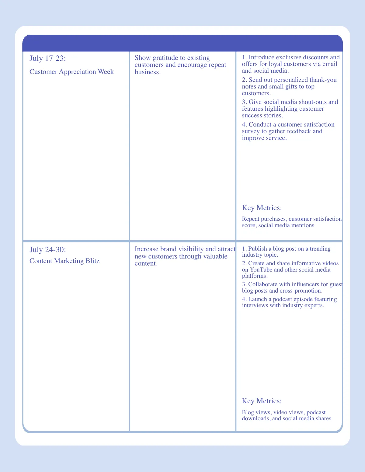 Free Marketing Calendar Template to Edit Online