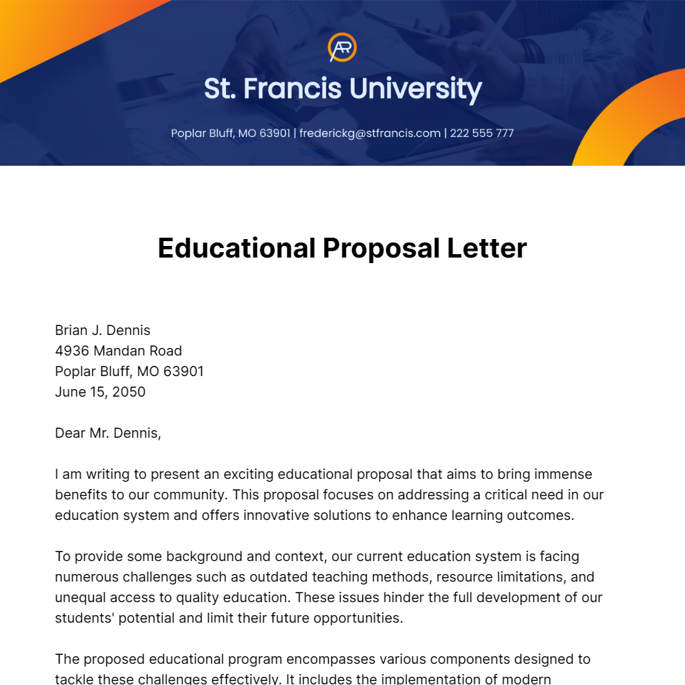 Educational Proposal Letter Template