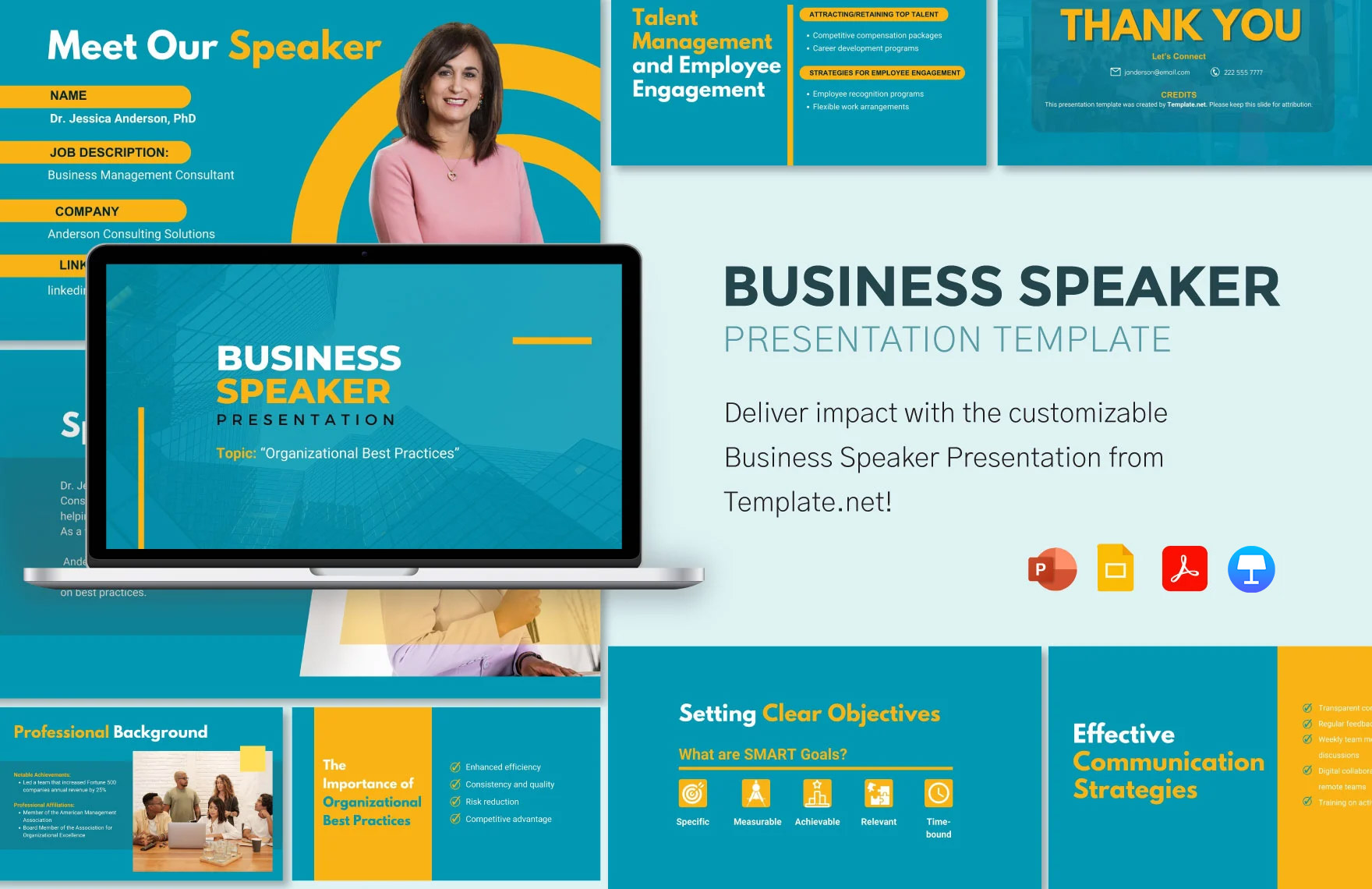 Free Business Speaker Template in PDF, PowerPoint, Google Slides, Apple Keynote