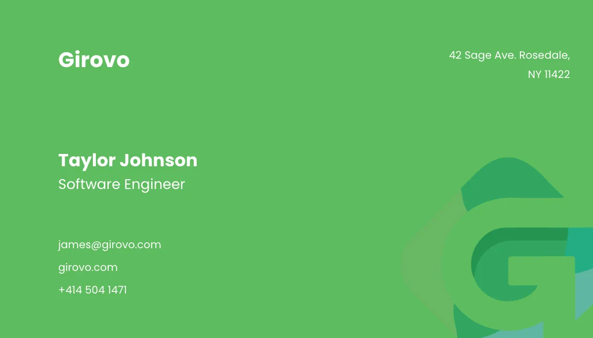 Free Software Engineer Business Card Template to Edit Online