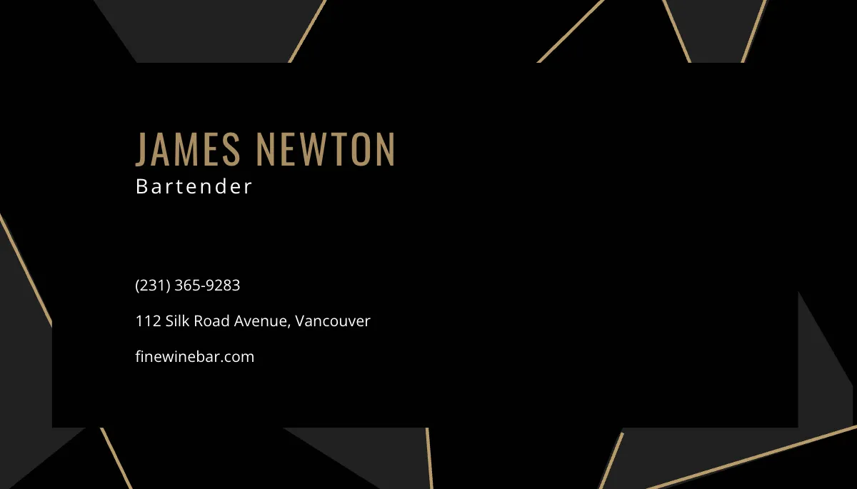 Free Creative Bartender Business Card Template to Edit Online