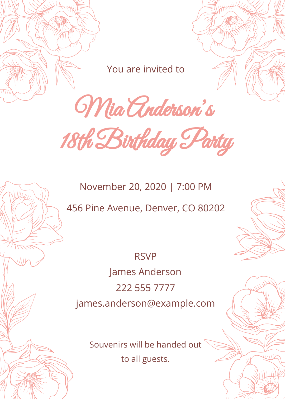 Girl 18th Birthday Invitation