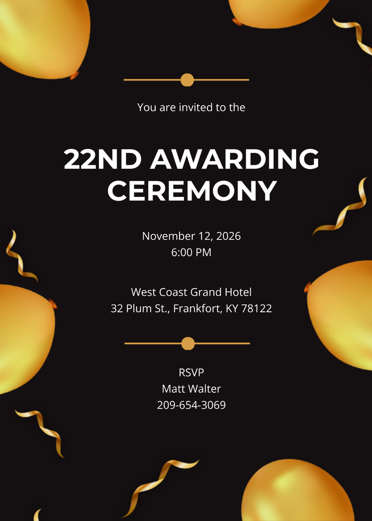 Award Ceremony Invitation Template