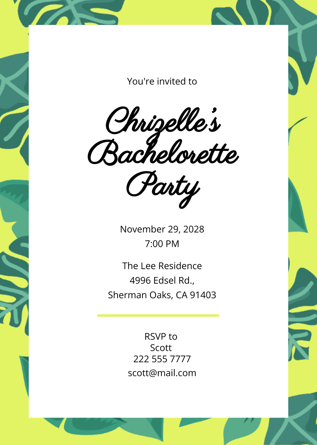 Bachelorette Invitation Template - Edit Online & Download