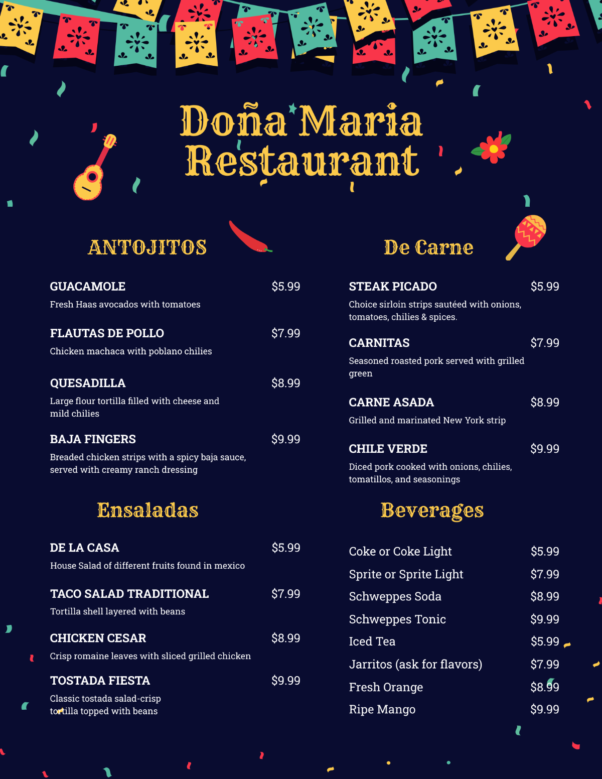 Free Mexican Menu Template Edit Online & Download