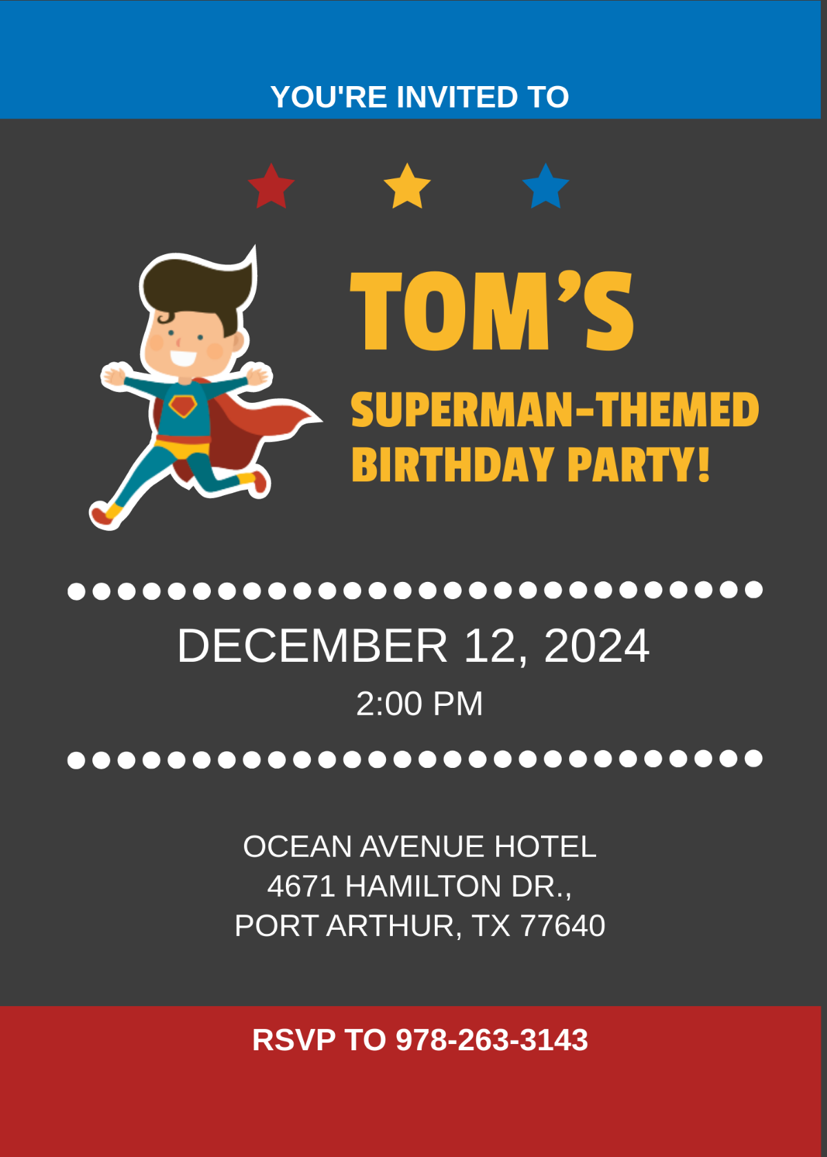 Superhero Birthday Party Invitation Template