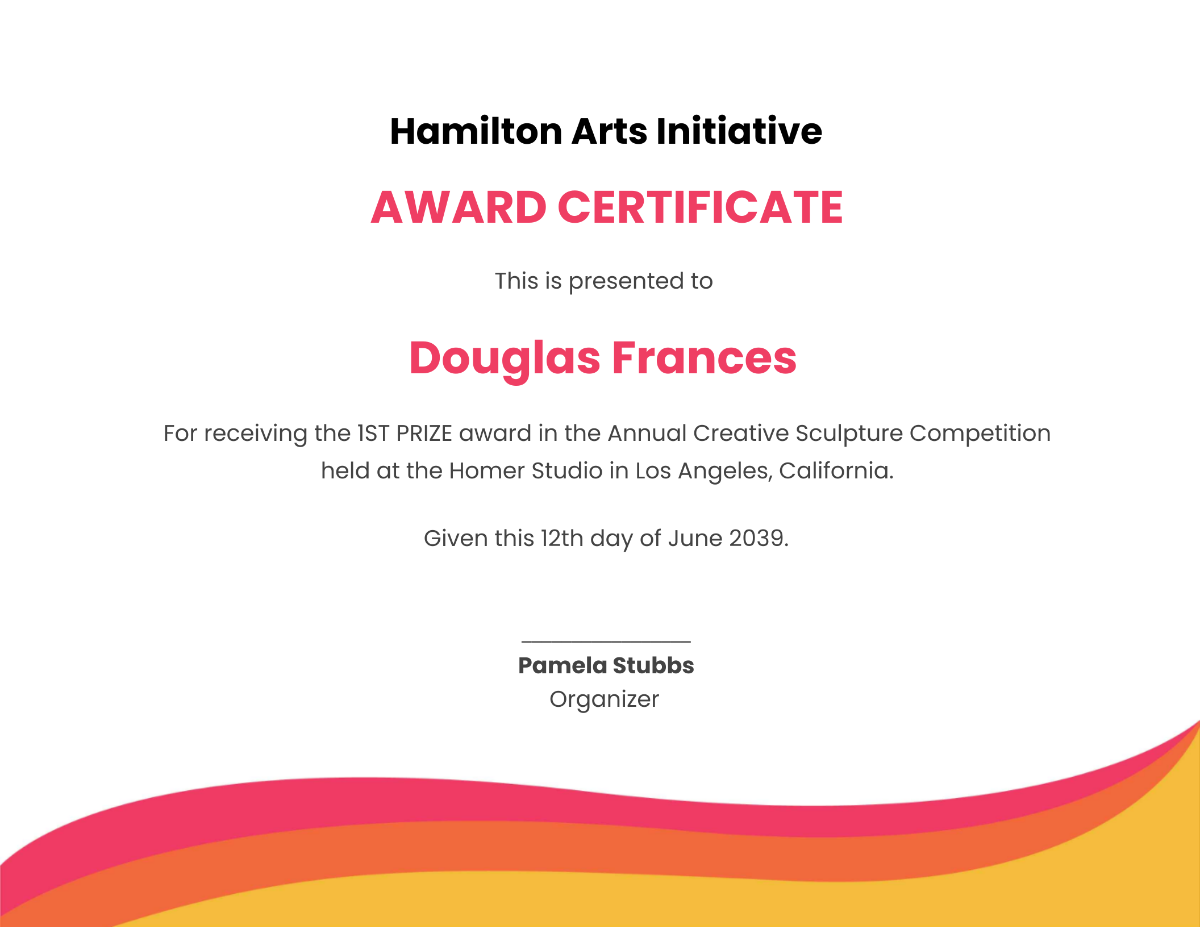 Creative Prize Certificate