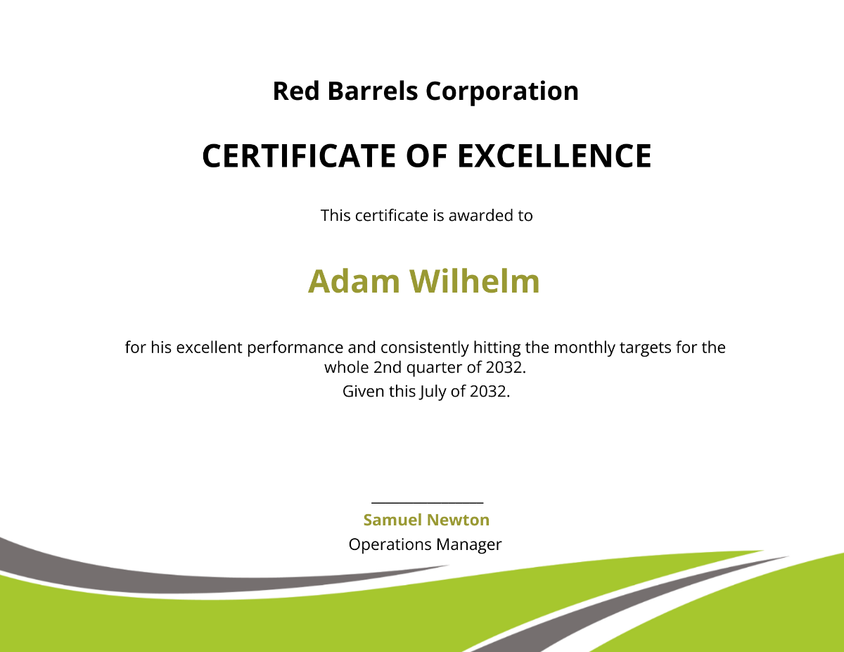 Modern Employee Excellence Certificate