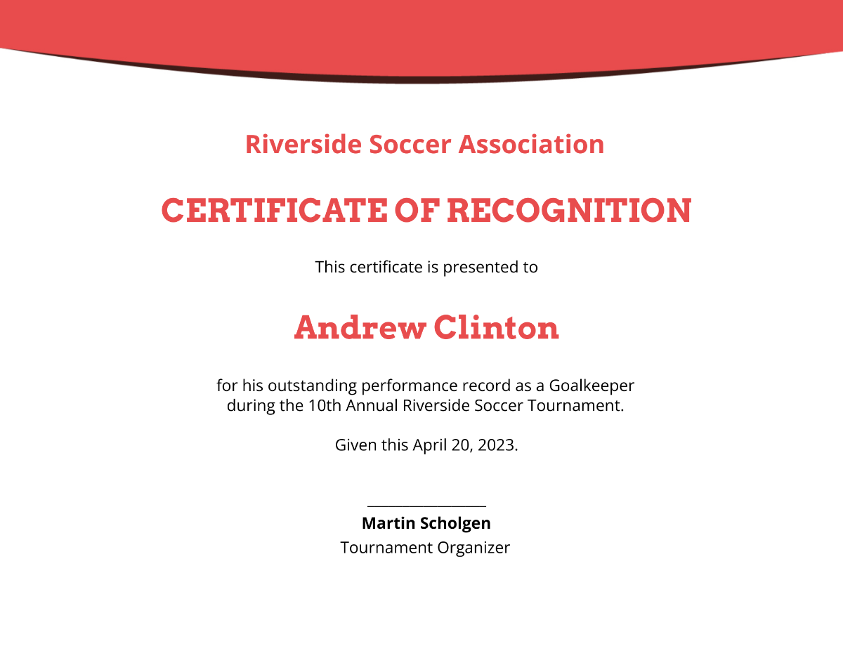 Modern Soccer Certificate