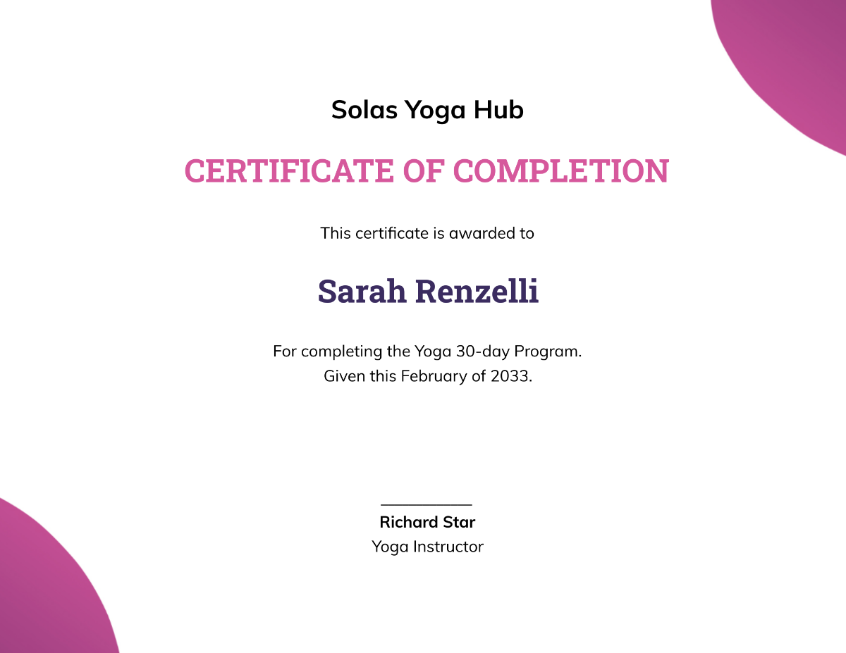 Creative Yoga Certificate Template - Edit Online & Download