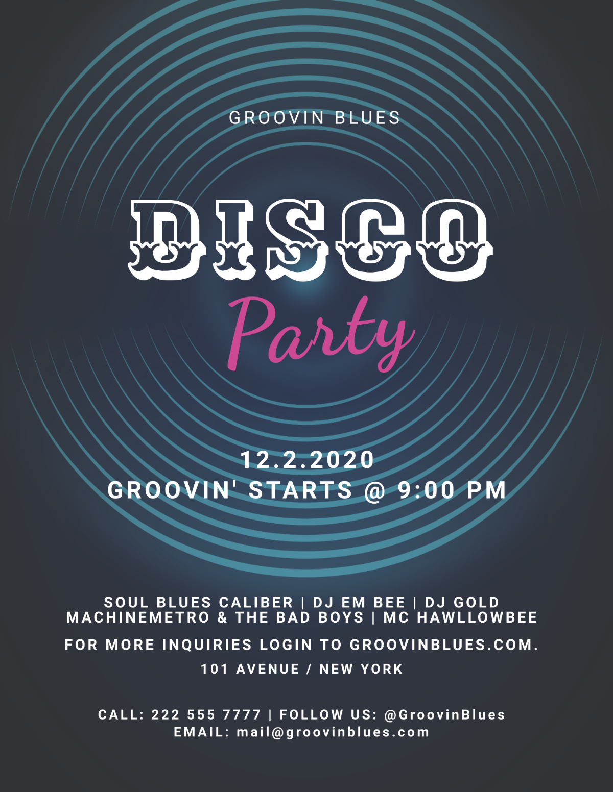 Free Disco Party Flyer Template