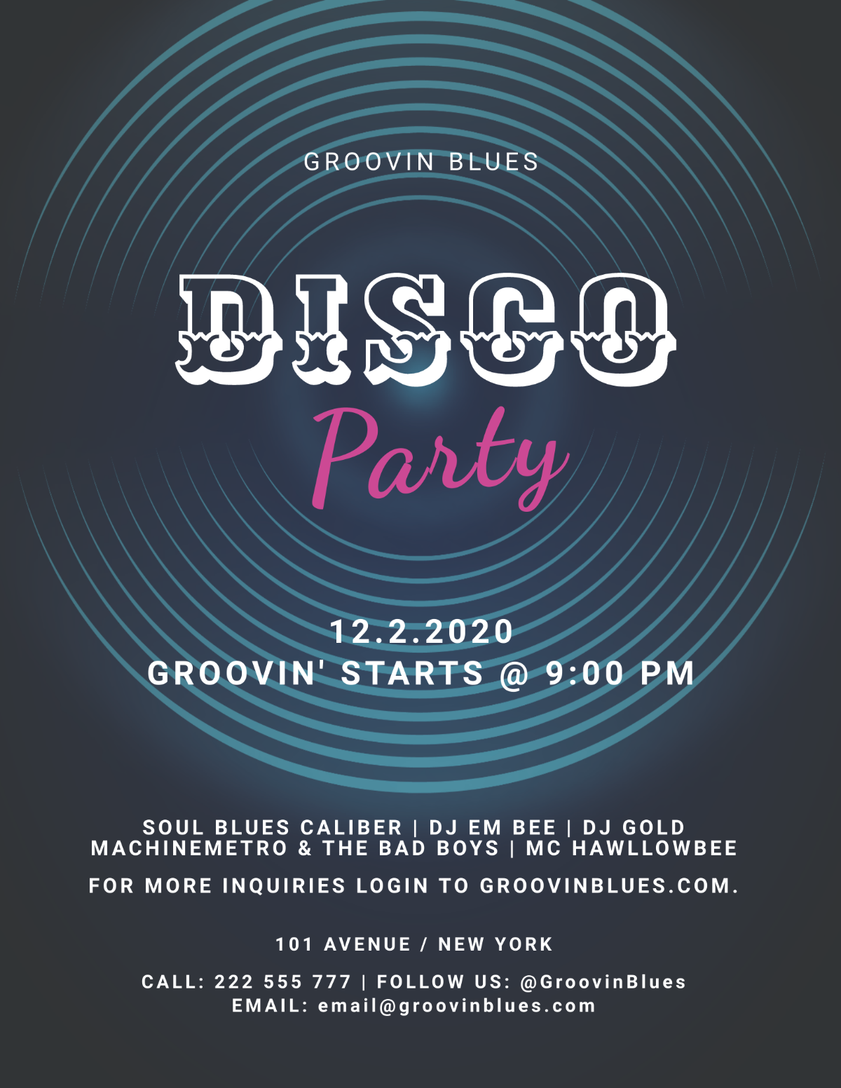 Free Disco Party Flyer Template