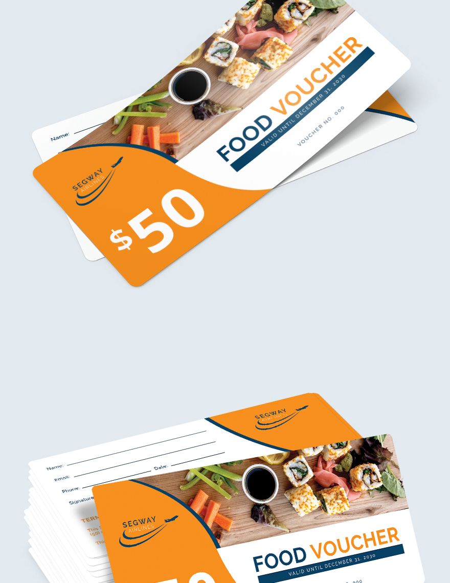 Airplane Food Voucher Template