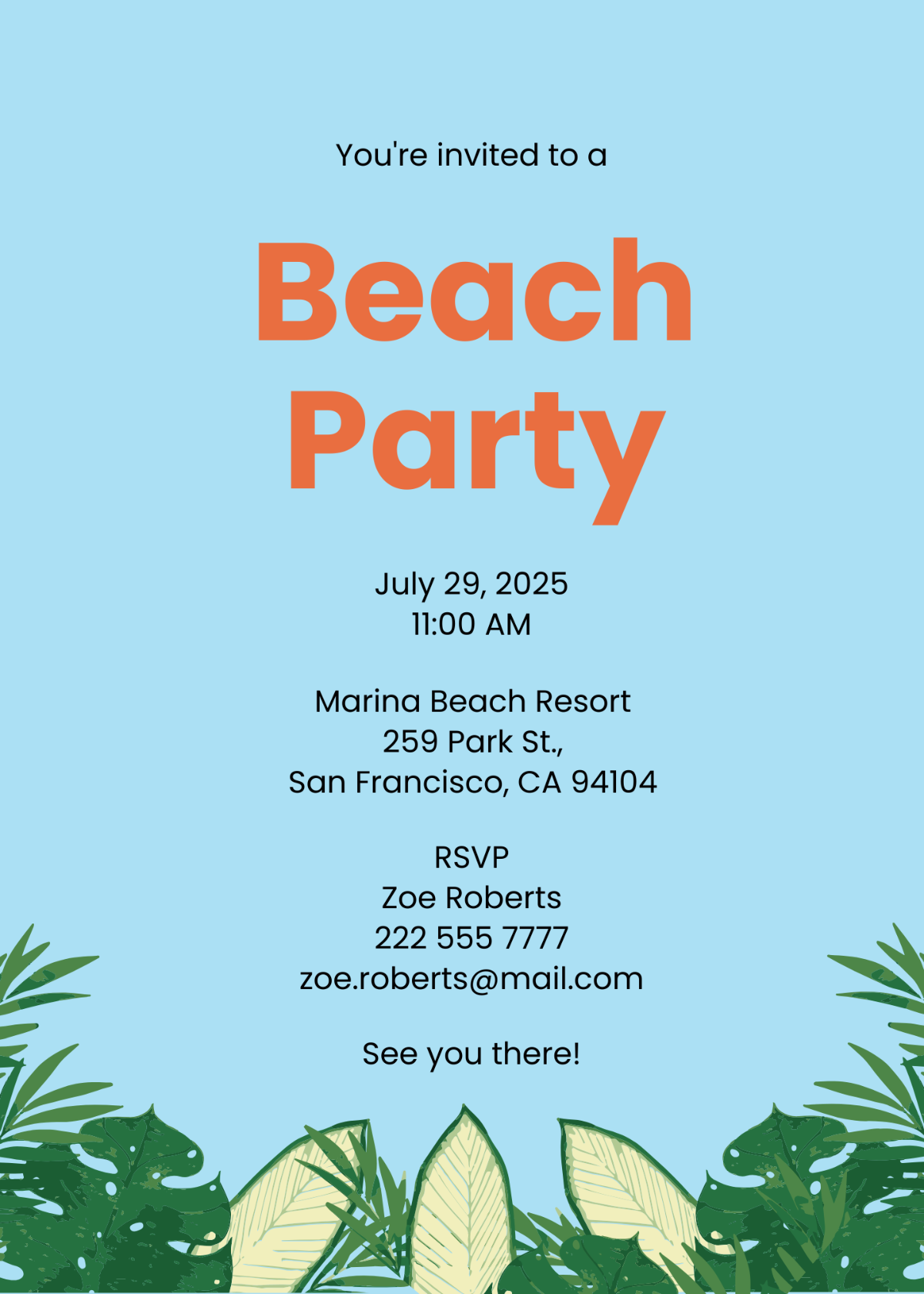 Beach Party Invitation