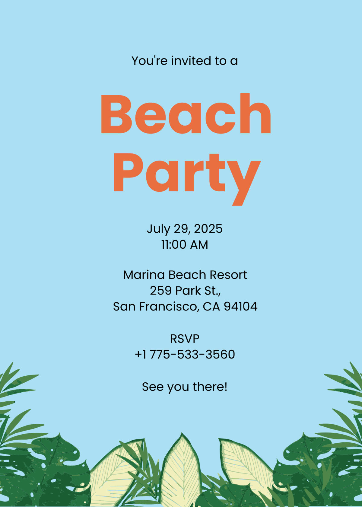 Free Beach Party Invitation Template