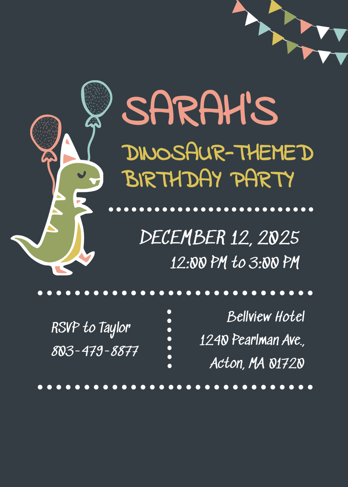 Chalkboard Dinosaur Birthday Invitation Template