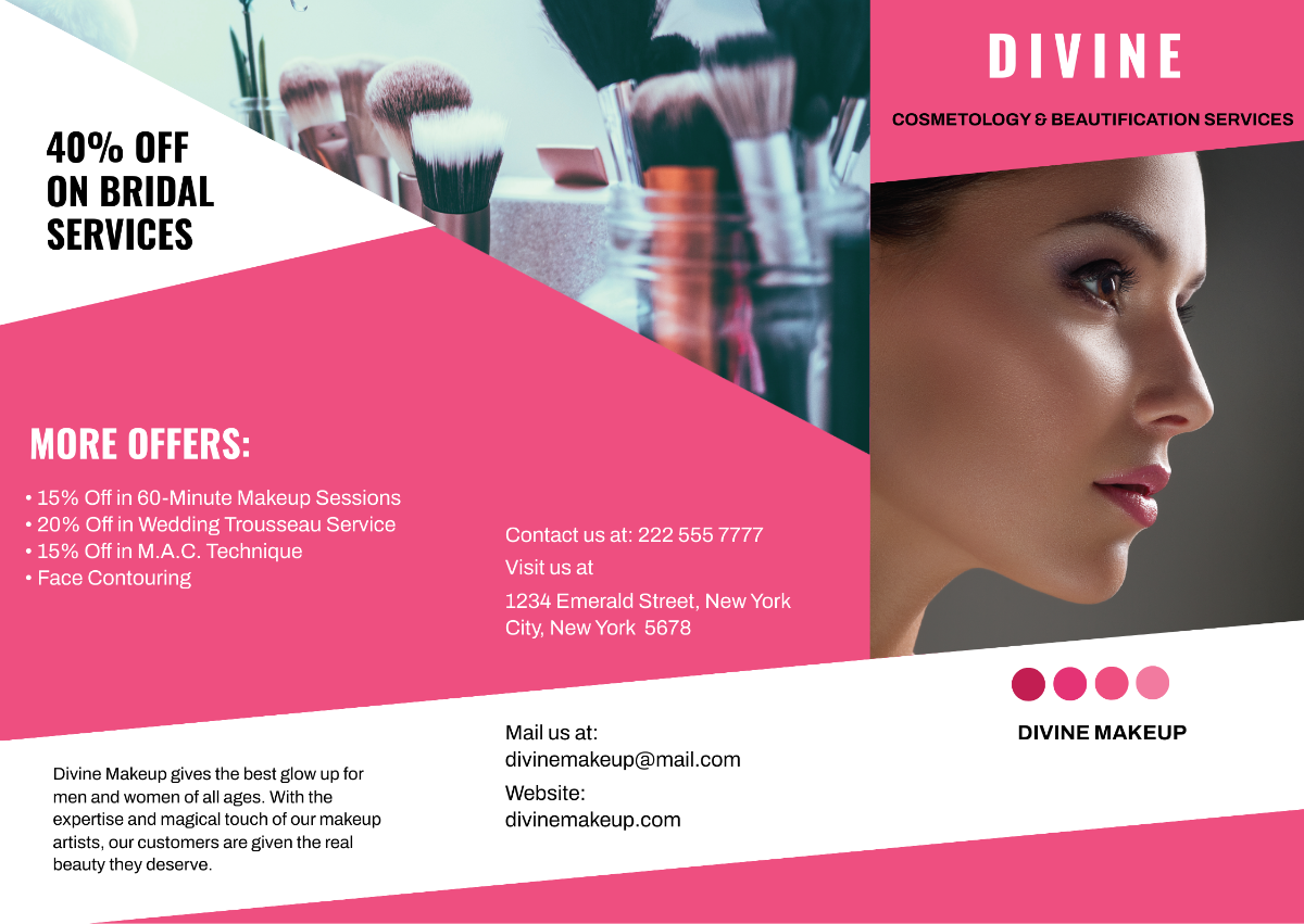 Makeup Artist Tri-Fold Brochure Template - Edit Online & Download