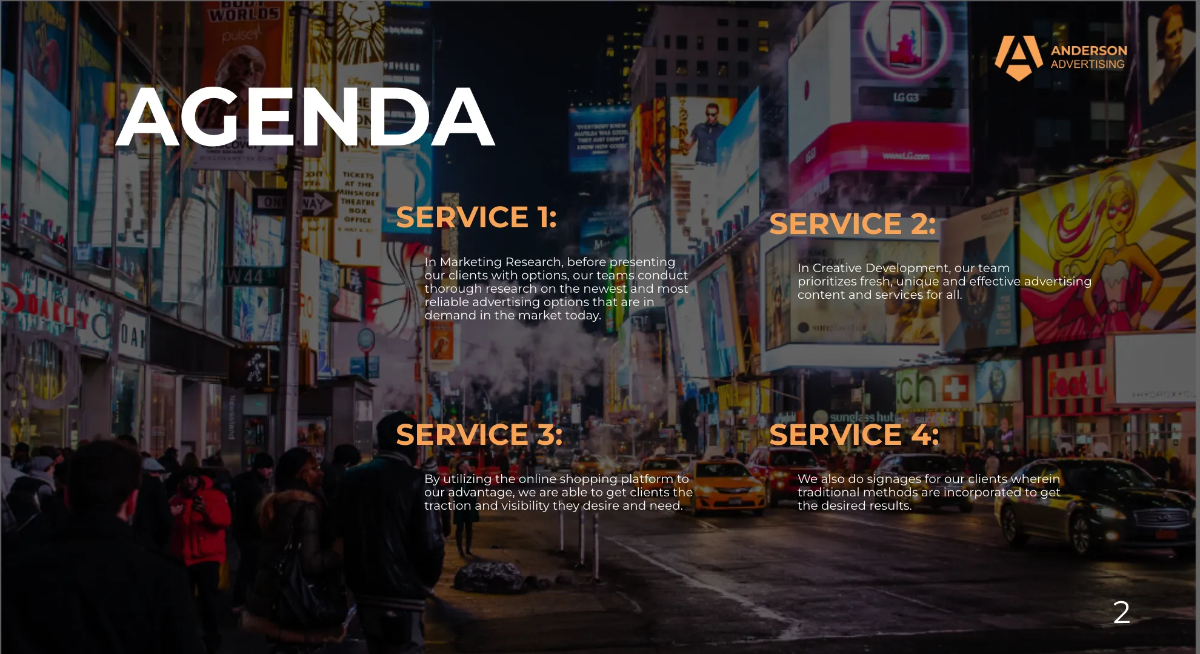 Free Advertising Agency Presentation Template to Edit Online