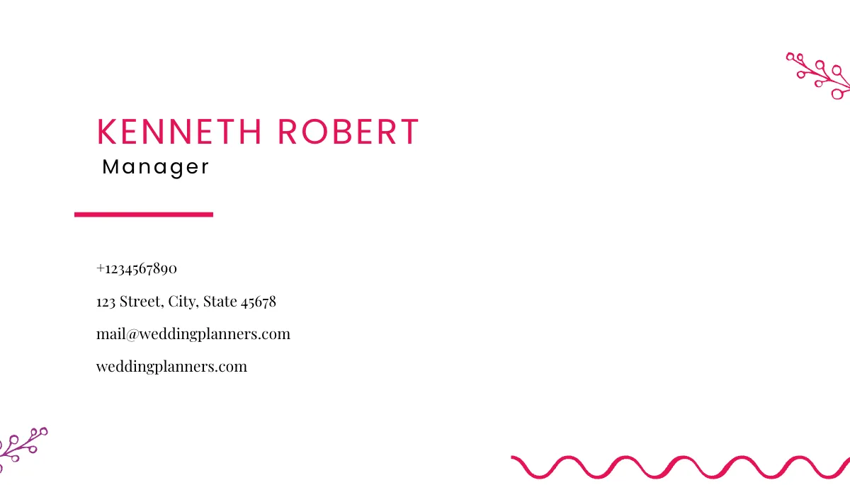 Free Wedding Planners Business Card Template to Edit Online