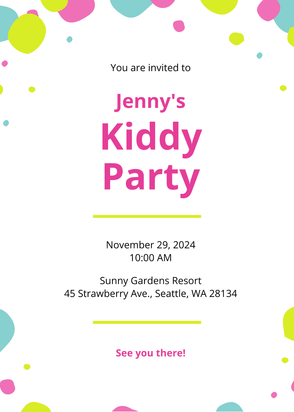 Kids Party Invitation Template
