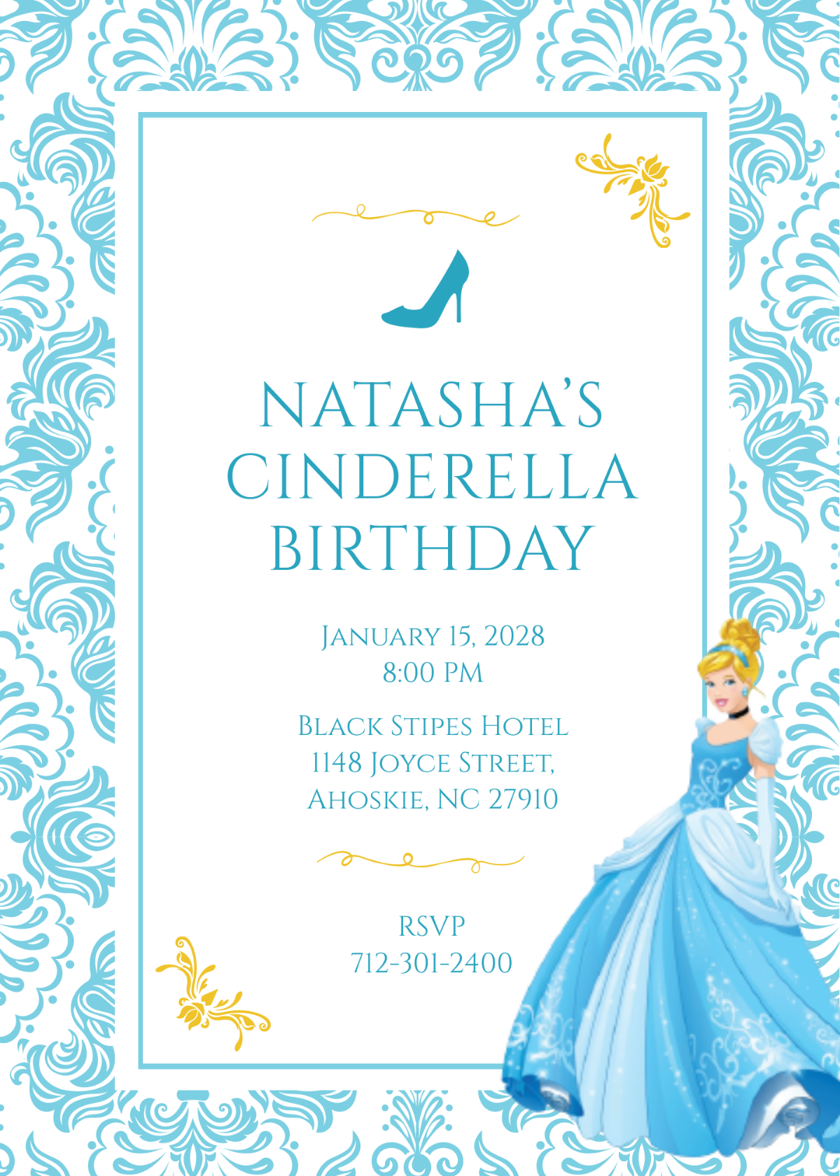 Free Cinderella Birthday Invitation Template