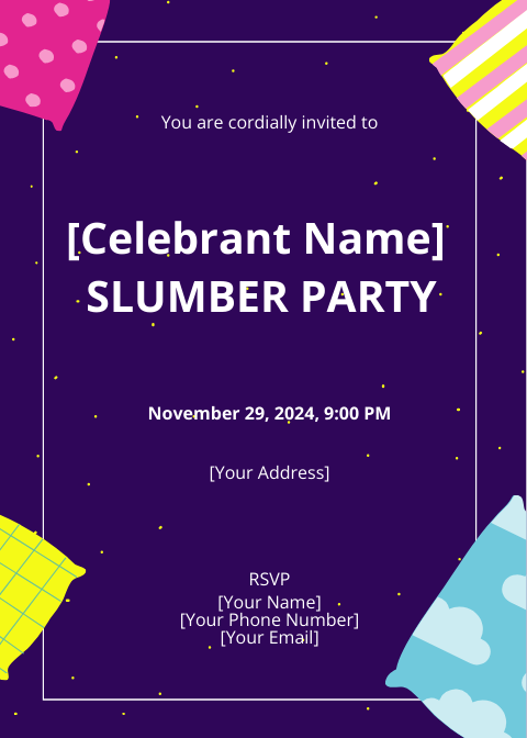 Slumber Party Invitation Template - Edit Online & Download Example ...