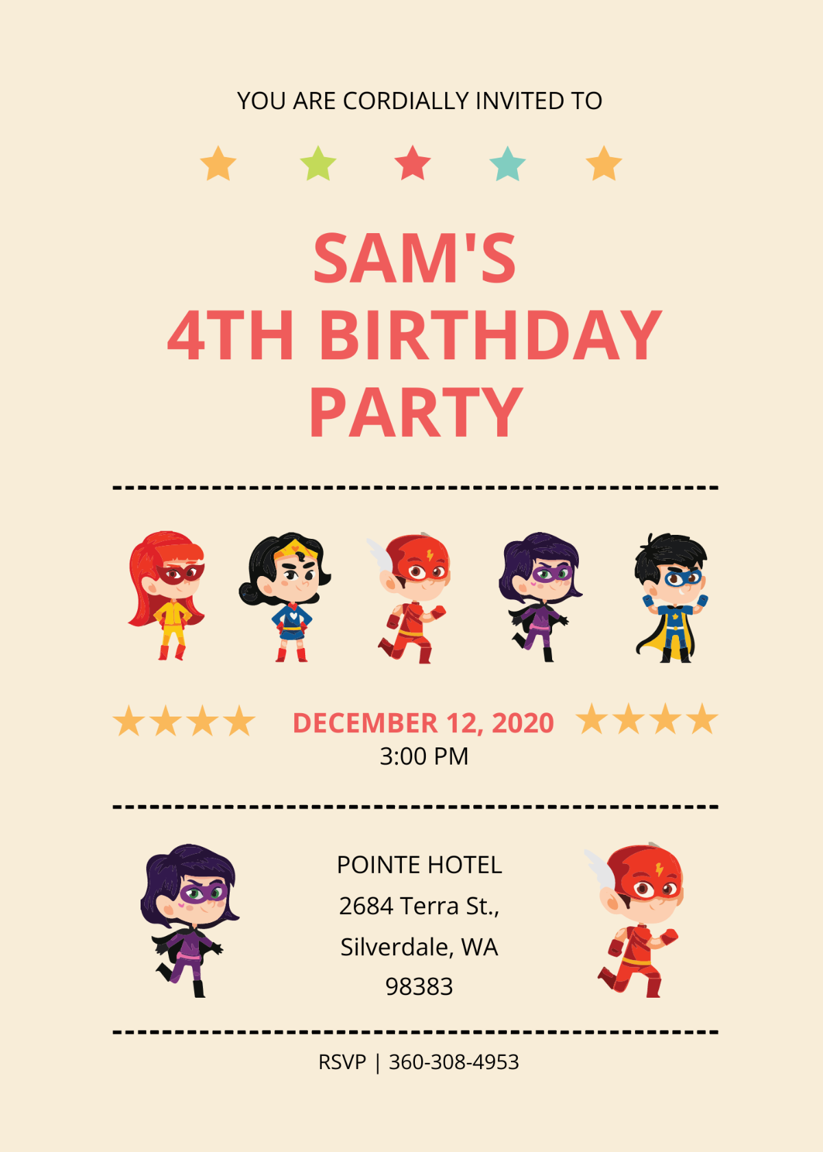 Free Superhero Birthday Invitation Template