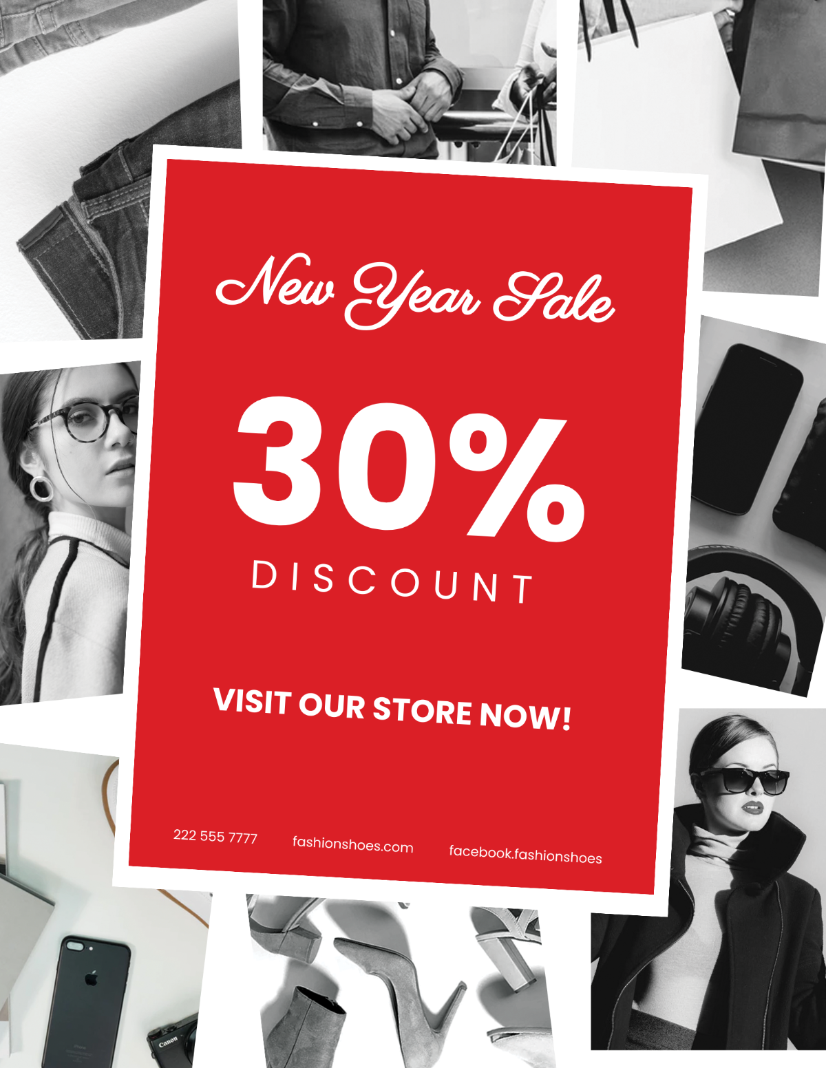 New year Holiday Savings Sale Flyer Template - Edit Online & Download