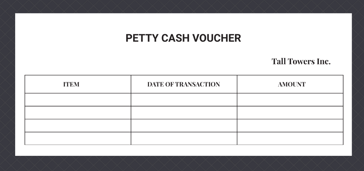 Petty Cash Voucher Template