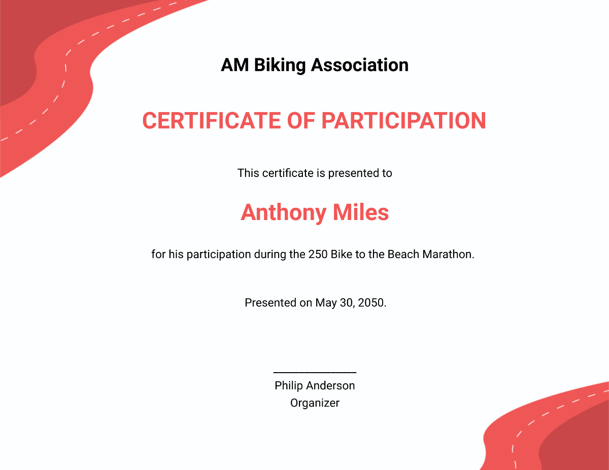 Bike Riding Certificate