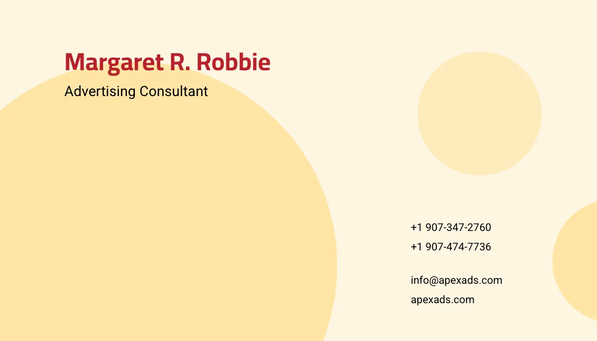 Free Advertising Consultant Business Card Template to Edit Online