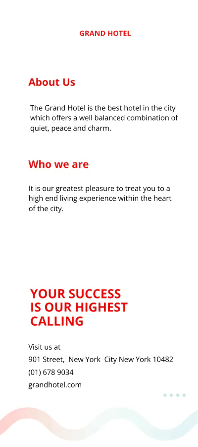 Free Grand Hotel DL Card Template to Edit Online
